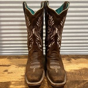 Women’s Corral Brown Embroidered Square Toe Western Boot